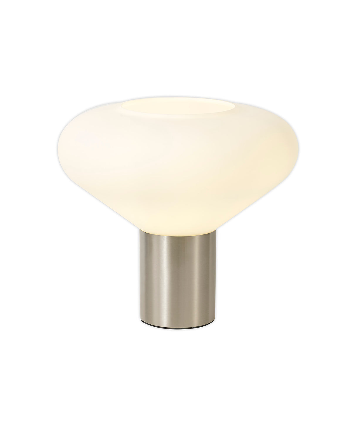 Rowell Wide Table Lamp, 1 x E27, Satin Nickel/Opal Glass