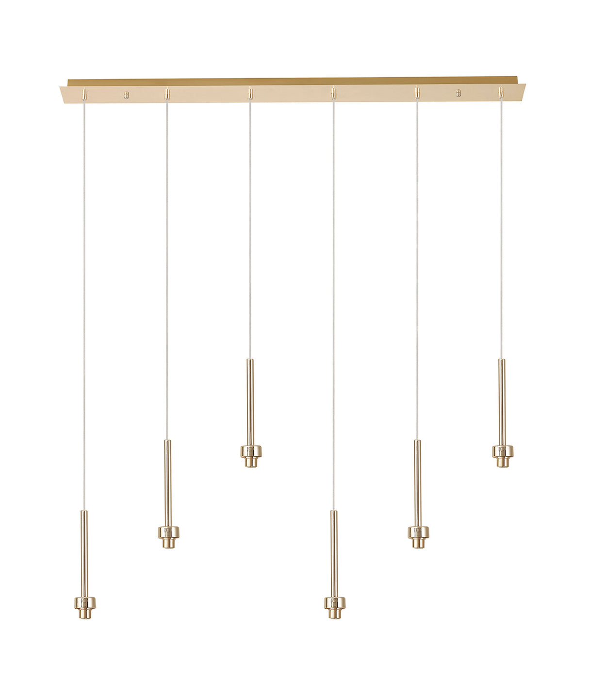 Lathen French Gold 6 Light G9 Universal 2m Linear Pendant, Suitable For A Vast Selection Of Glass Shades
