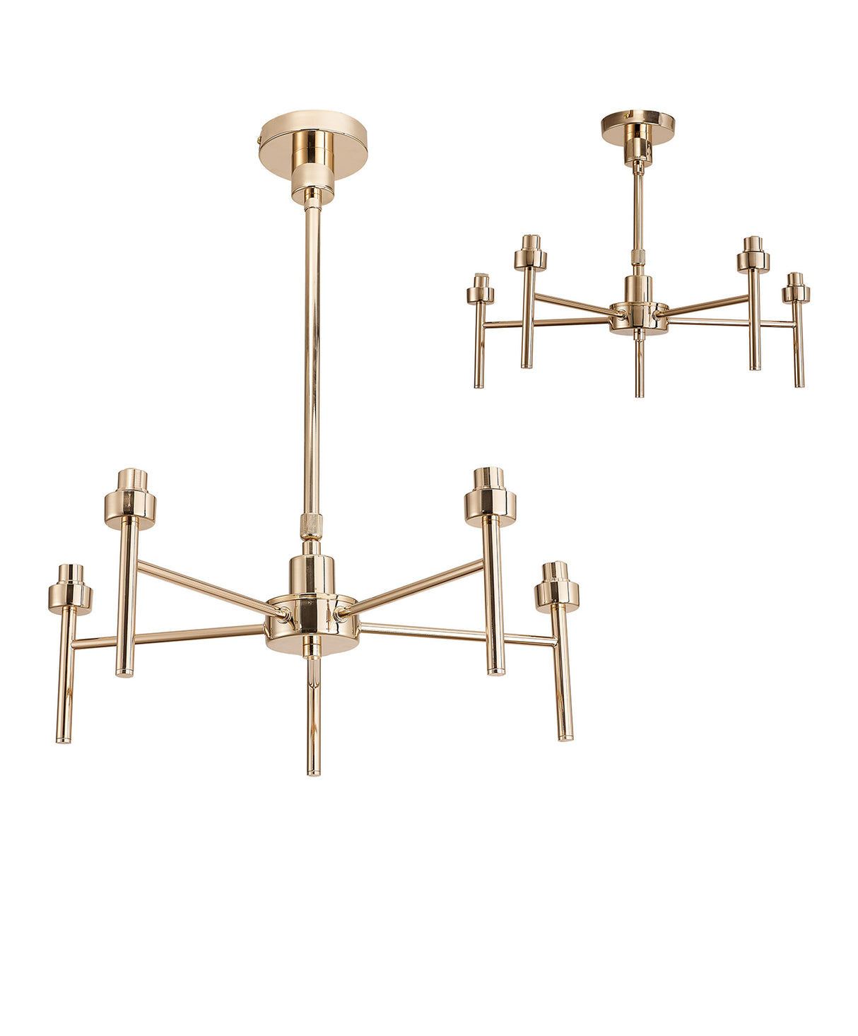 Lathen French Gold 5 Light G9 Universal Telescopic/Semi Flush, Suitable For A Vast Selection Of Glass Shades