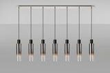 Bridges Linear Pendant, 7 Light Adjustable E27, Black/Smoke Fade Glass