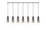Bridges Linear Pendant, 7 Light Adjustable E27, Black/Smoke Fade Glass
