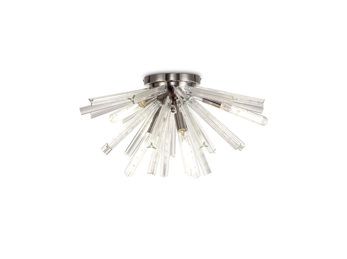 Harris 6 Light E14, Semi Flush Polished Nickel / Clear Glass