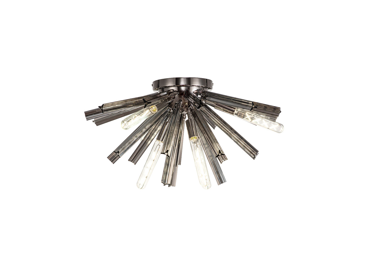 Harris 6 Light E14, Semi Flush Polished Nickel / Smoke Glass