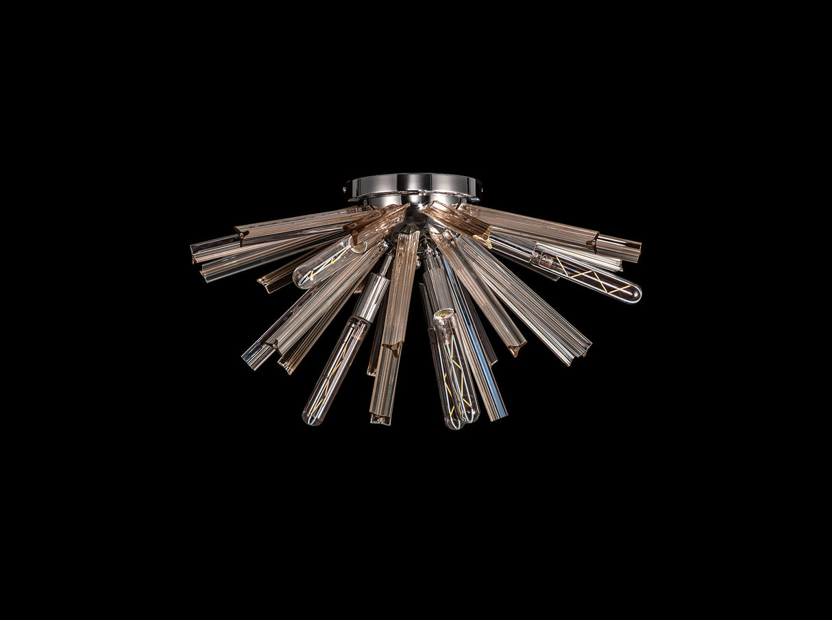 Harris 6 Light E14, Semi Flush Polished Nickel / Champagne Gold Glass