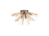 Harris 6 Light E14, Semi Flush Polished Nickel / Champagne Gold Glass