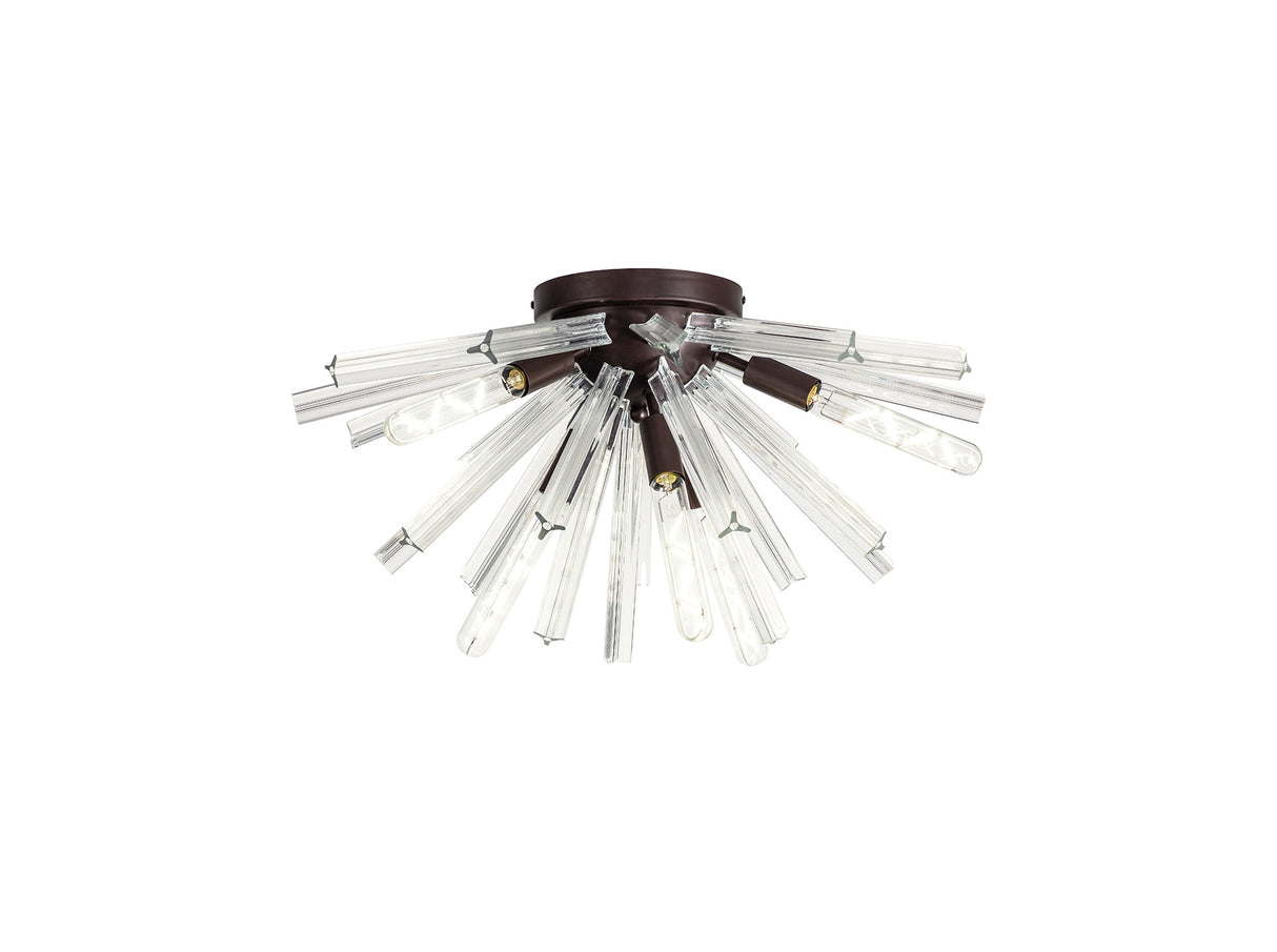 Harris 6 Light E14, Semi Flush Brown Oxide / Clear Glass