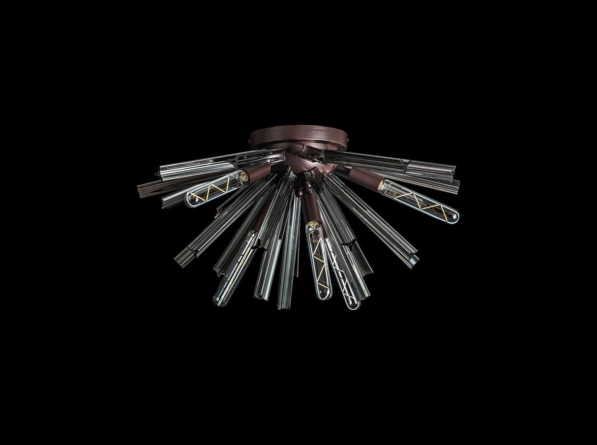 Harris 6 Light E14, Semi Flush Brown Oxide / Smoke Glass