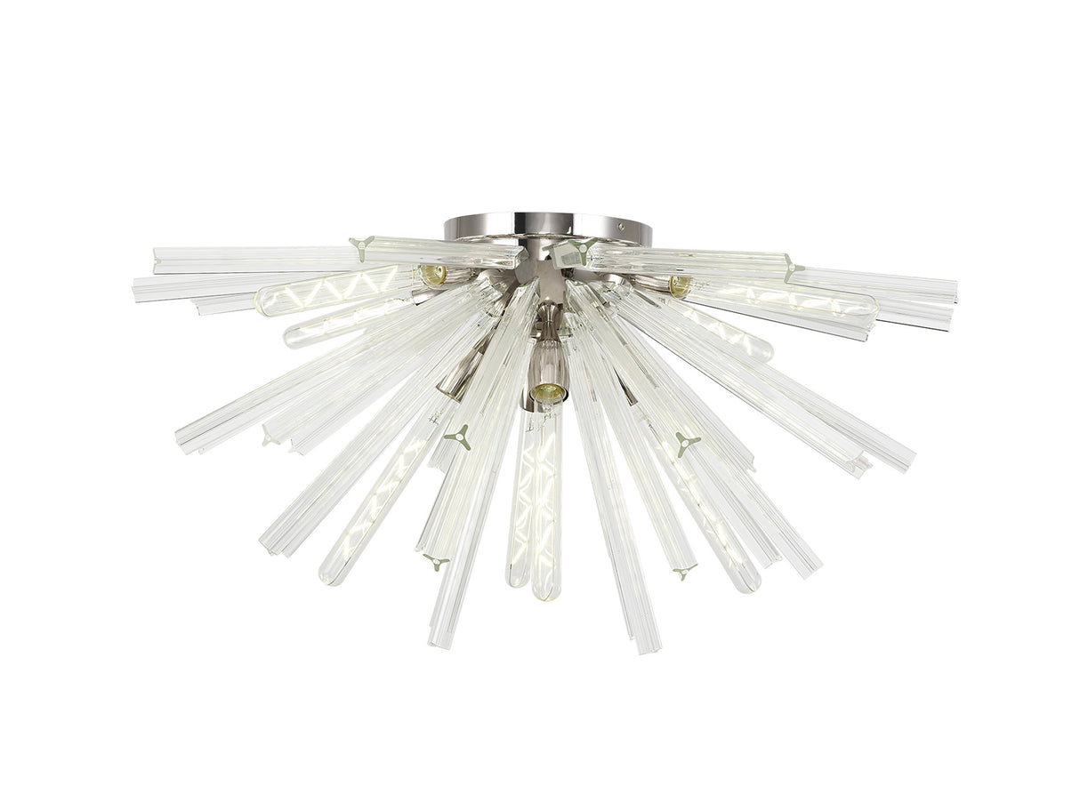 Harris 8 Light E27, Semi Flush Polished Nickel / Clear Glass