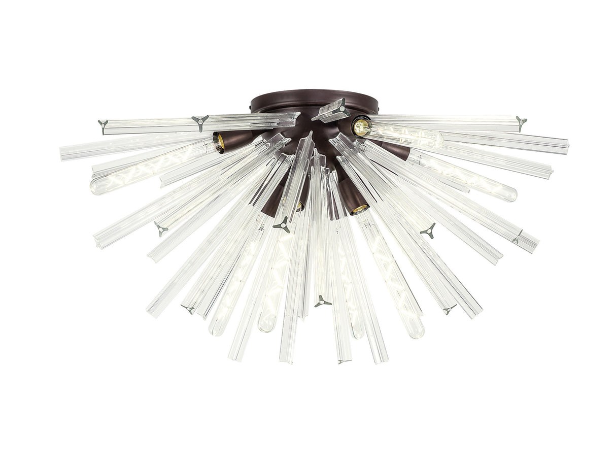 Harris 8 Light E27, Semi Flush Brown Oxide / Clear Glass