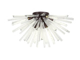 Harris 8 Light E27, Semi Flush Brown Oxide / Clear Glass