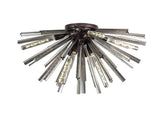 Harris 8 Light E27, Semi Flush Brown Oxide / Smoke Glass