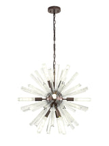 Harris 10 Light E14, Round Pendant Brown Oxide / Clear Glass