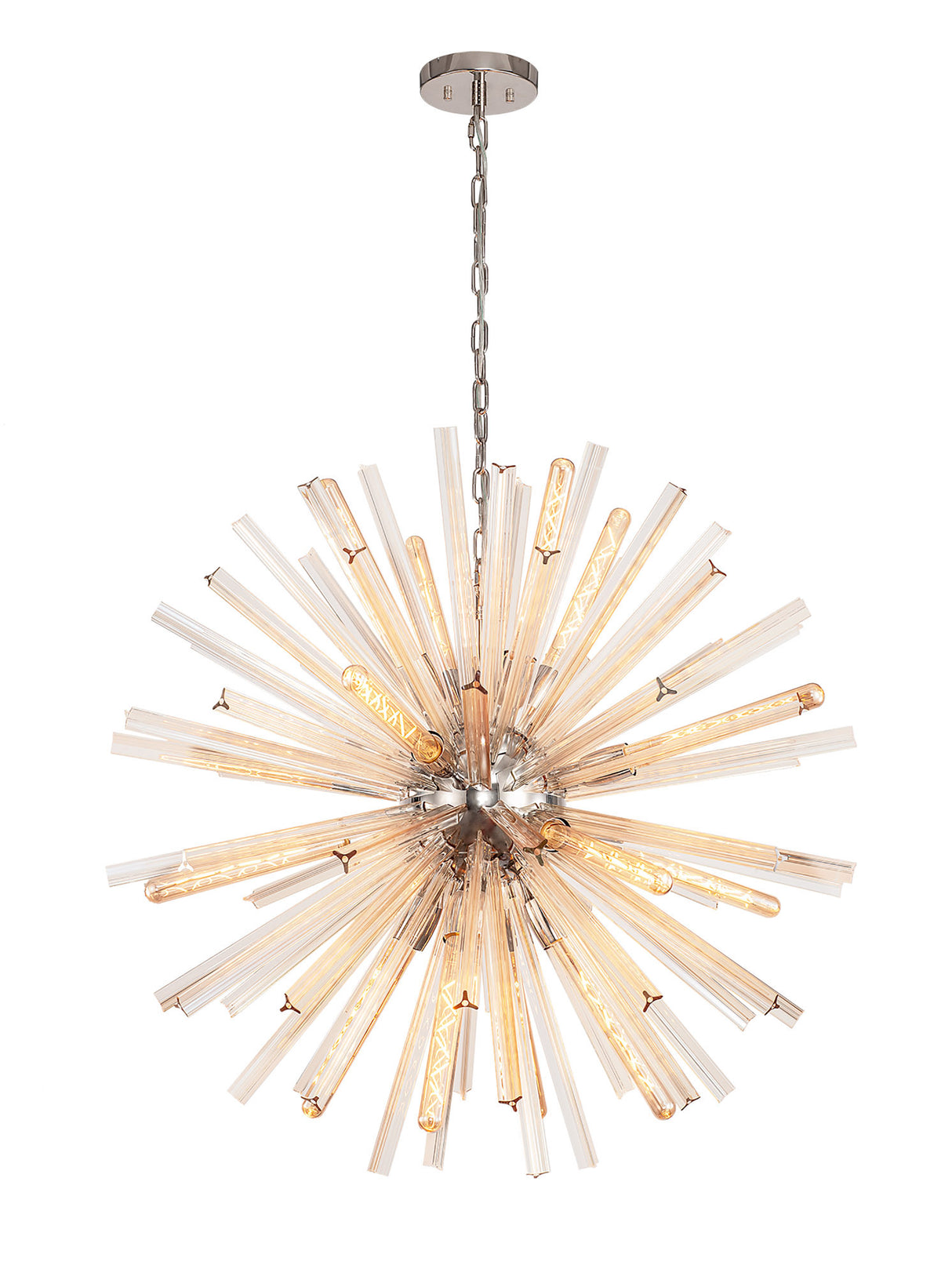 Harris 16 Light E27, Round Pendant Polished Nickel / Champagne Gold Glass