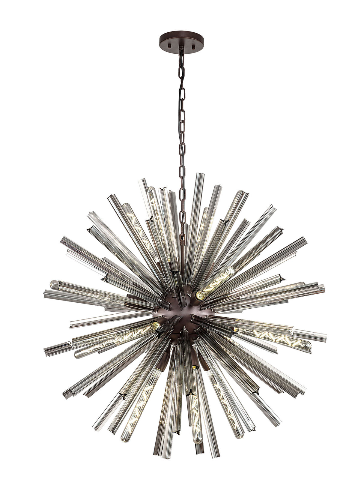 Harris 16 Light E27, Round Pendant Brown Oxide / Smoke Glass