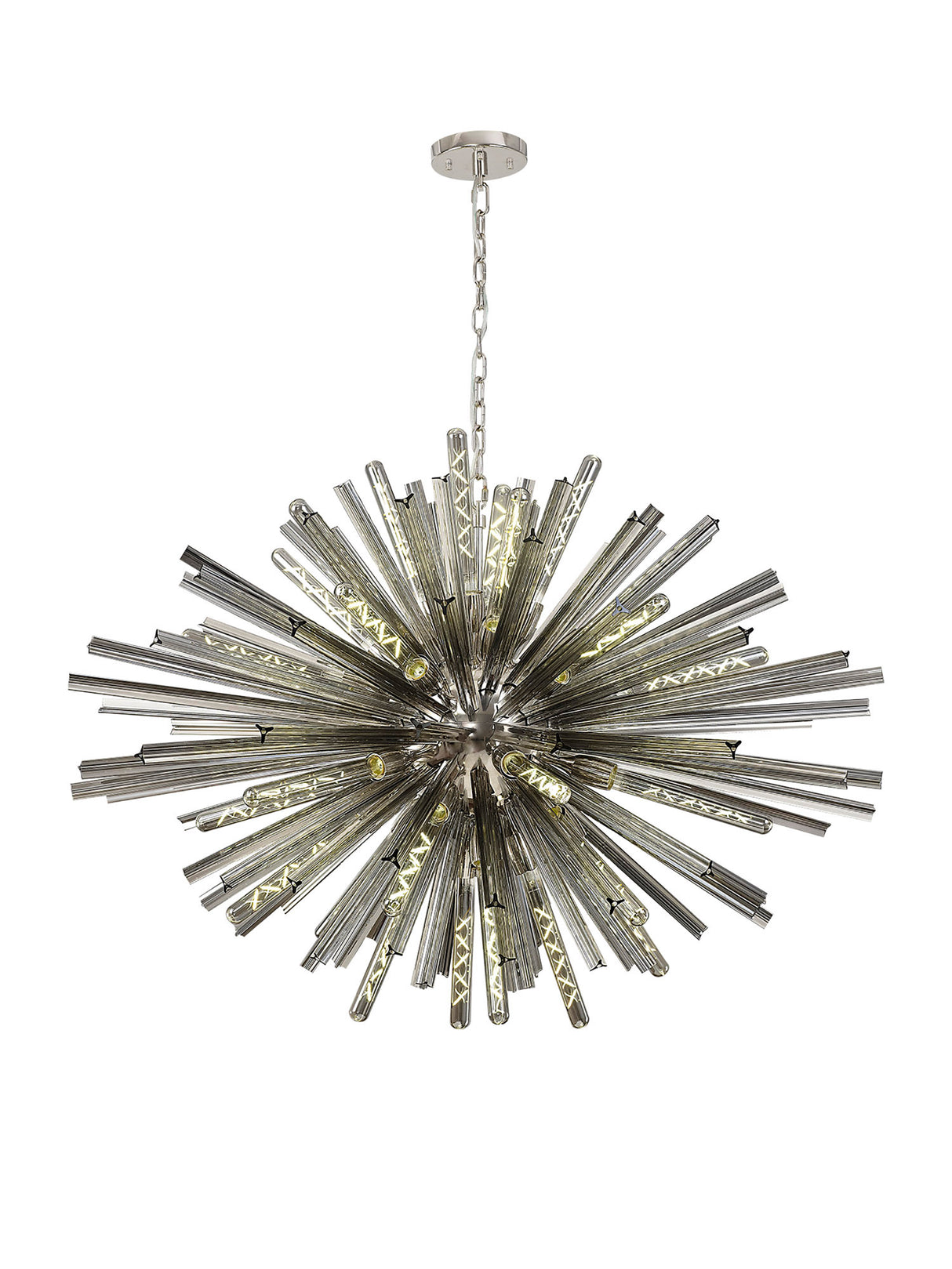Harris 32 Light E27, Oval Pendant Polished Nickel / Smoke Glass, Item Weight: 25kg