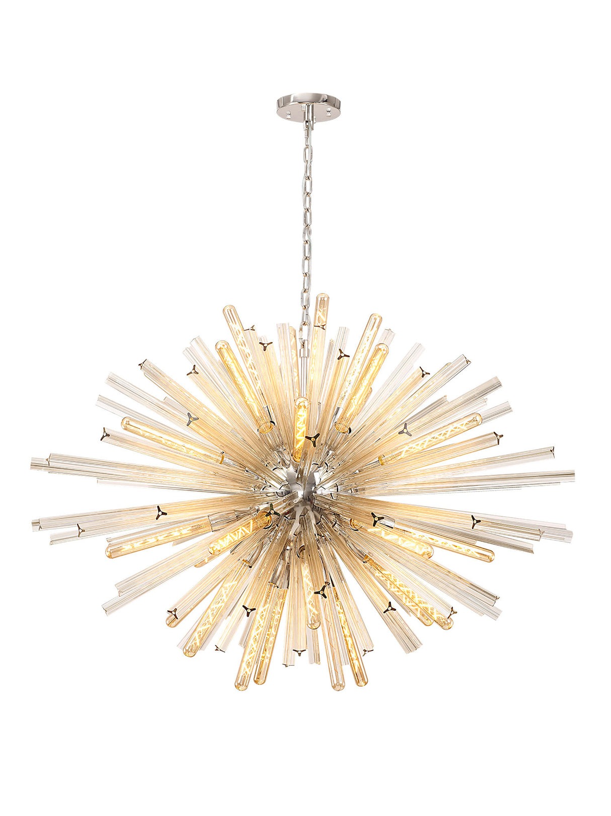 Harris 32 Light E27, Oval Pendant Polished Nickel / Champagne Glass, Item Weight: 25kg
