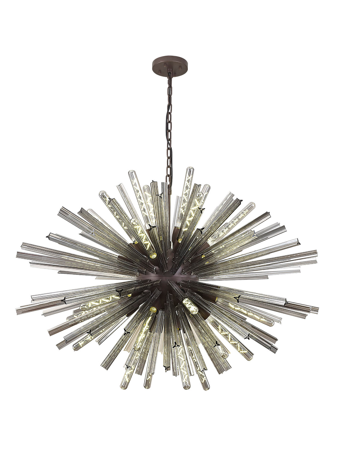 Harris 32 Light E27, Oval Pendant Brown Oxide / Smoke Glass, Item Weight: 25kg