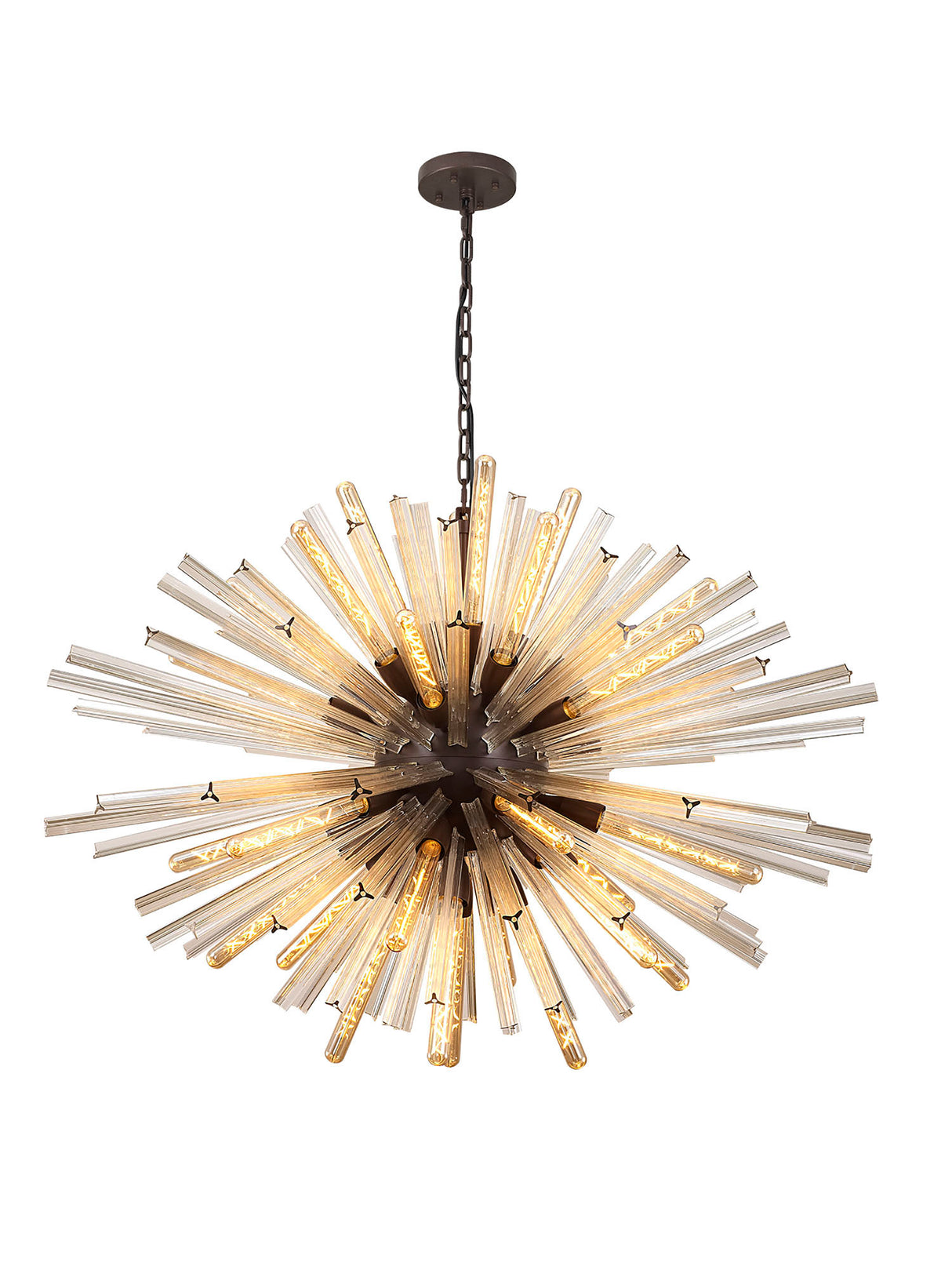 Harris 32 Light E27, Oval Pendant Brown Oxide / Champagne Glass, Item Weight: 25kg