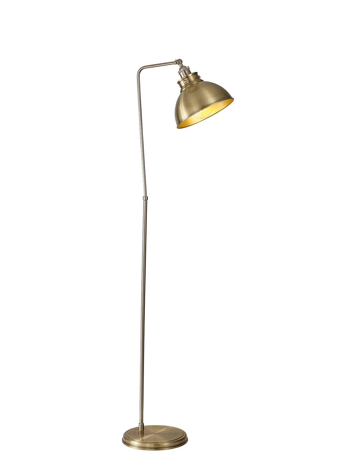 Entwistle Adjustable Floor Lamp, 1 x E27, Satin Nickel / Antique Brass / Gold