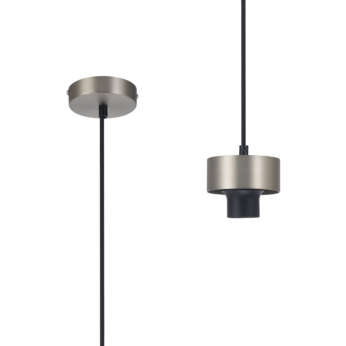 Berry Suspension Kit, 1 x E27, Satin Nickel / Black Fabric