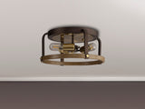 Atkins Flush Round 3 Light E27, Antique Bronze / Brown Oxide / Wood