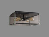Bolton Flush, 4 Light E27, Matt Black / Chrome / Clear Glass