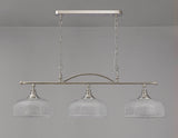 Gray Semi Flush / Pendant Bar, 3 Light Adjustable E27, Polished Nickel / Prismatic Glass