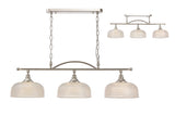 Gray Semi Flush / Pendant Bar, 3 Light Adjustable E27, Polished Nickel / Prismatic Glass