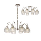 Gray Semi Flush / Pendant, 8 Light E27, Polished Nickel / Prismatic Glass