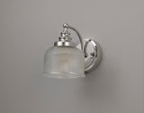 Gray Switched Wall Lamp 1 Light E27 Polished Nickel / Prismatic Glass