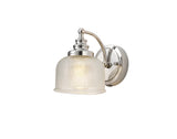 Gray Switched Wall Lamp 1 Light E27 Polished Nickel / Prismatic Glass