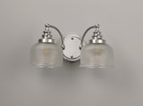Gray Switched Wall Lamp 2 Light E27 Polished Nickel / Prismatic Glass