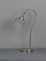 Gray Table Lamp 1 Light E27 Polished Nickel / Prismatic Glass