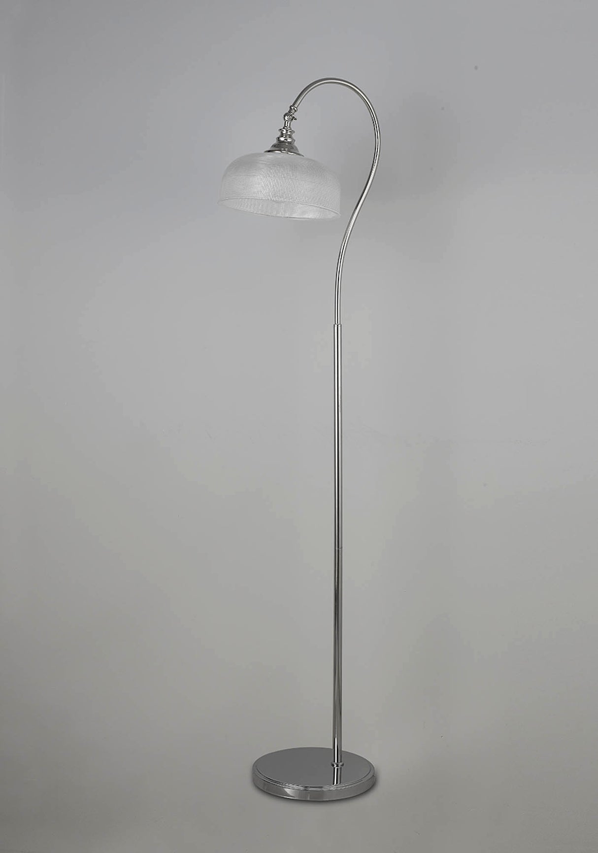 Gray Floor Lamp 1 Light E27 Polished Nickel / Prismatic Glass