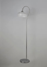Gray Floor Lamp 1 Light E27 Polished Nickel / Prismatic Glass
