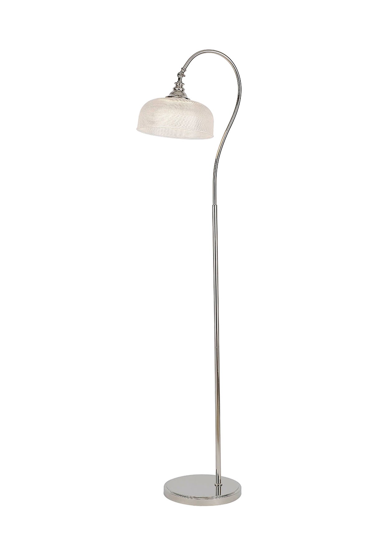 Gray Floor Lamp 1 Light E27 Polished Nickel / Prismatic Glass