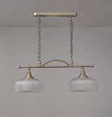 Gray Semi Flush / Pendant Bar, 2 Light Adjustable E27, Antique Brass / Prismatic Glass