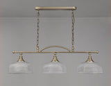 Gray Semi Flush / Pendant Bar, 3 Light Adjustable E27, Antique Brass / Prismatic Glass