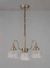 Gray Semi Flush / Pendant, 3 Light E27, Antique Brass / Prismatic Glass