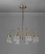 Gray Semi Flush / Pendant, 8 Light E27, Antique Brass / Prismatic Glass