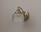 Gray Switched Wall Lamp 1 Light E27 Antique Brass / Prismatic Glass