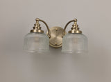 Gray Switched Wall Lamp 2 Light E27 Antique Brass / Prismatic Glass
