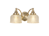 Gray Switched Wall Lamp 2 Light E27 Antique Brass / Prismatic Glass