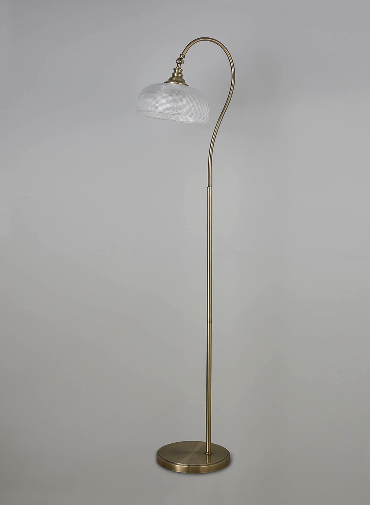 Gray Floor Lamp 1 Light E27 Antique Brass / Prismatic Glass