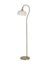 Gray Floor Lamp 1 Light E27 Antique Brass / Prismatic Glass