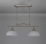 Gray Semi Flush / Pendant Bar, 2 Light Adjustable E27, Satin Nickel / Frosted Glass