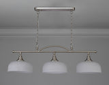 Gray Semi Flush / Pendant Bar, 3 Light Adjustable E27, Satin Nickel / Frosted Glass