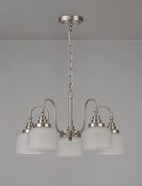 Gray Semi Flush / Pendant, 5 Light E27, Satin Nickel / Frosted Glass