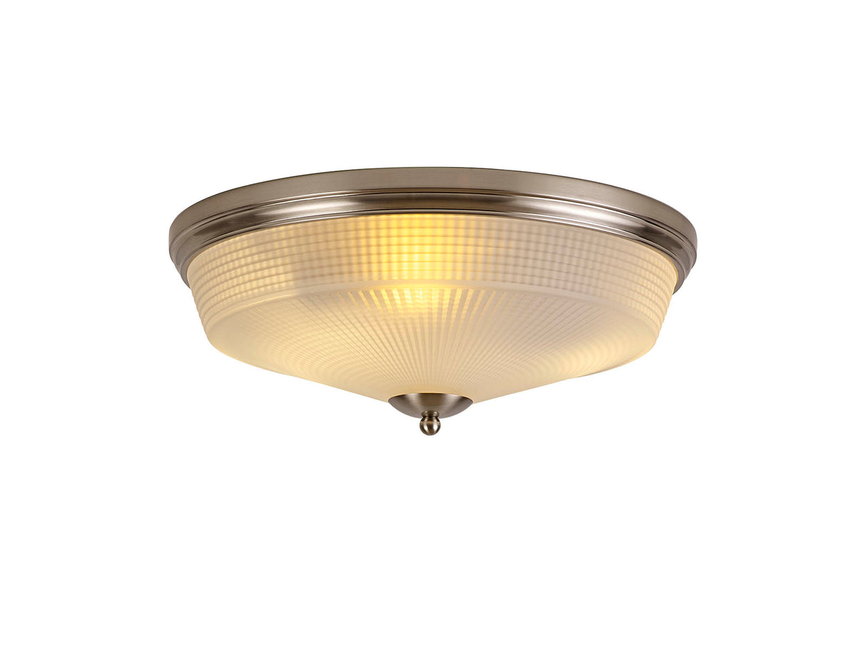 Gray 3 Light E27 Flush Ceiling Light, Satin Nickel / Frosted Glass
