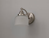 Gray Switched Wall Lamp 1 Light E27 Satin Nickel / Frosted Glass